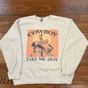 Gildan Cowboy Graphic Tan Sweatshirt